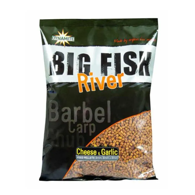 DYNAMITE BAITS Appâts / Amorces-Amorce Big Fish River Feed Pellets Arôme Cheese Garlic 8mm, 1.8kg