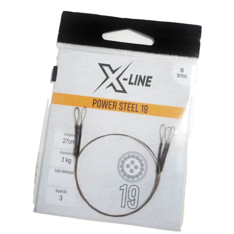 X-LINE Découverte Pêche Du Carnassier|Hameçons Et Montages-Bas de ligne acier carnassier power steel 19 brins 27cm (x3)
