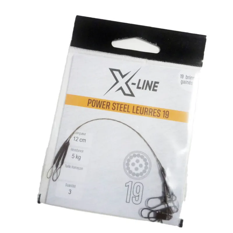 X-LINE Découverte Pêche Du Carnassier|Hameçons Et Montages-Bas de ligne acier carnassier power steel 19 brins 70cm (x3)