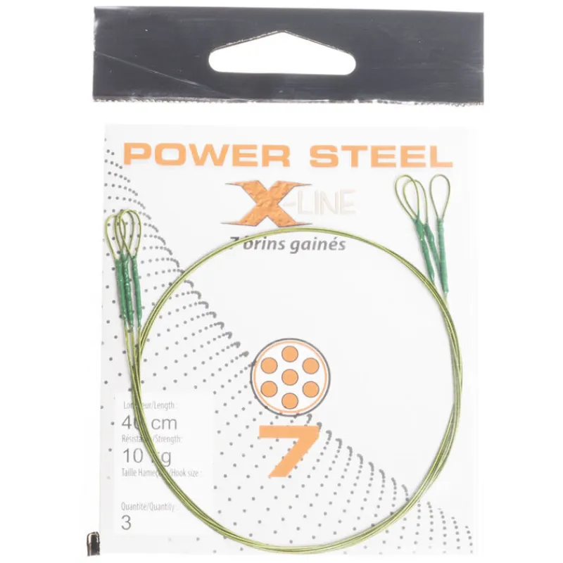 X-LINE Découverte Pêche Du Carnassier|Hameçons Et Montages-Bas de ligne acier carnassier power steel 7 brins 40cm (x3)