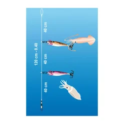 FLASHMER Pêche Eging|Bas De Lignes / Lignes Montées-Bas de ligne 2 turluttes