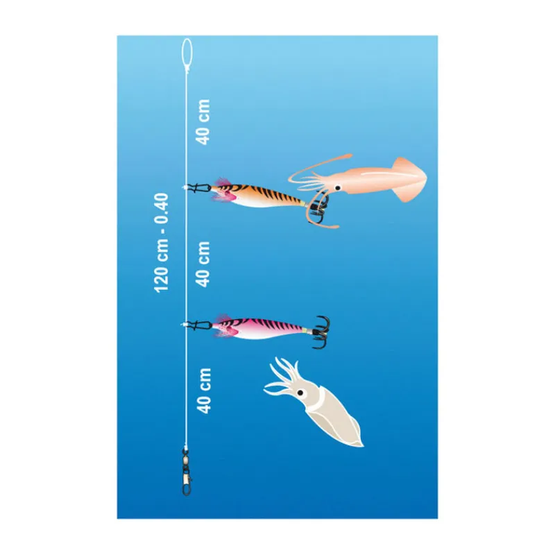 FLASHMER Pêche Eging|Bas De Lignes / Lignes Montées-Bas de ligne 2 turluttes