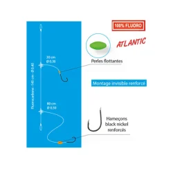 FLASHMER Surfcasting|Bas De Lignes / Lignes Montées-Bas de ligne daurade en dérive en fluorocarbon 2 hameçons