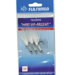 FLASHMER Bas De Lignes / Lignes Montées|Leurres-Bas de ligne   vif argent 3 teasers 1/0 blanc