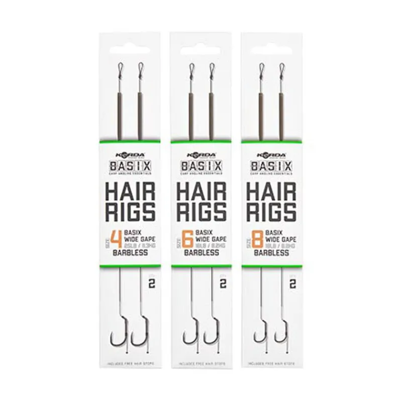 KORDA Découverte Pêche À La Carpe|Acc.Montages/Hameçons-Bas de ligne basix hair rigs wide gape barbless