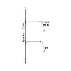 FLASHMER Bas De Lignes / Lignes Montées-Bas de ligne mer metal clip 2 hamecons