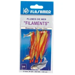 FLASHMER Bas De Lignes / Lignes Montées|Leurres-Bas de ligne mer plume filament 5 hamecons 2/0
