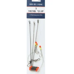 FLASHMER Bas De Lignes / Lignes Montées-Bas de ligne mer metal clip 3 hamecons