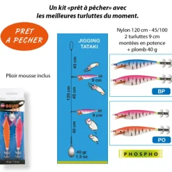 FLASHMER Pêche Eging|Bas De Lignes / Lignes Montées-Bas de ligne mer seiche/encornet 2 turluttes