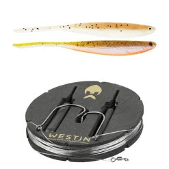 WESTIN Hameçons Et Montages-Bas de ligne prêt à pêcher Dropshot Rig Kit 10g (x2) + ShadTeez Pin-Tail (x2)