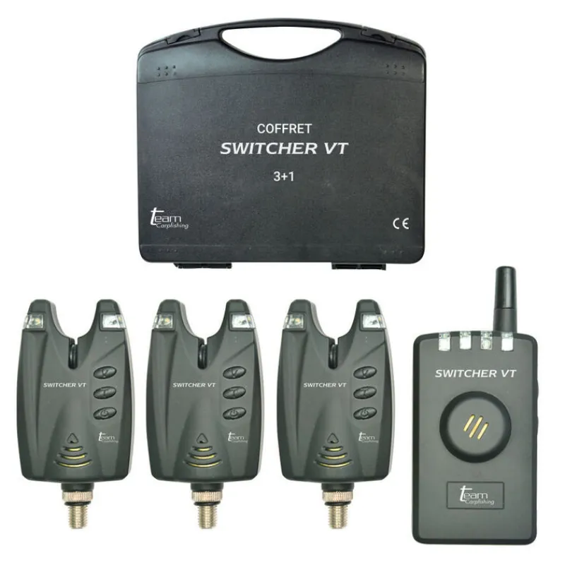 TEAM CARPFISHING Découverte Pêche À La Carpe|Détection-Coffret 3 détecteurs carpe switcher vt + centrale