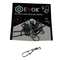 EVOK Hameçons Et Montages-Emerillons Agrafes Tactikal Snap Rolling Swivel x6
