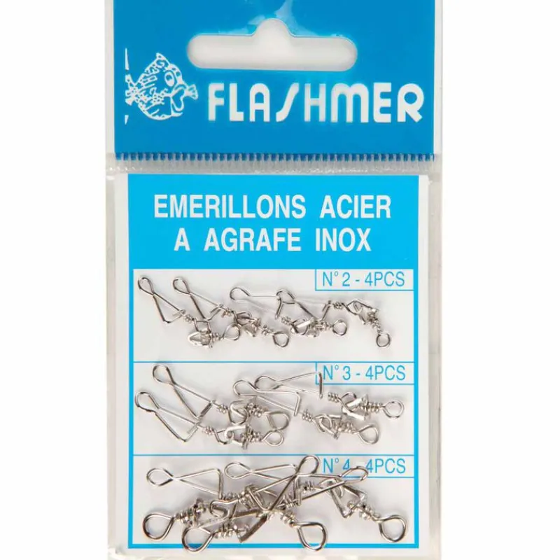 FLASHMER Découverte Pêche En Mer|Montages / Hameçons-Emerillons agrafes kit de 12 émerillons inox