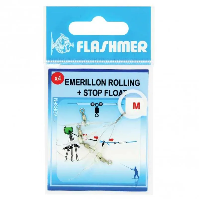 FLASHMER Montages / Hameçons-Emerillons rolling et stop float (pochette de 4)