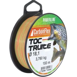POWERLINE Tresses, Nylons, Fluorocarbones-Fluorocarbone Carbonflex Toc Truite orange/vert 150m