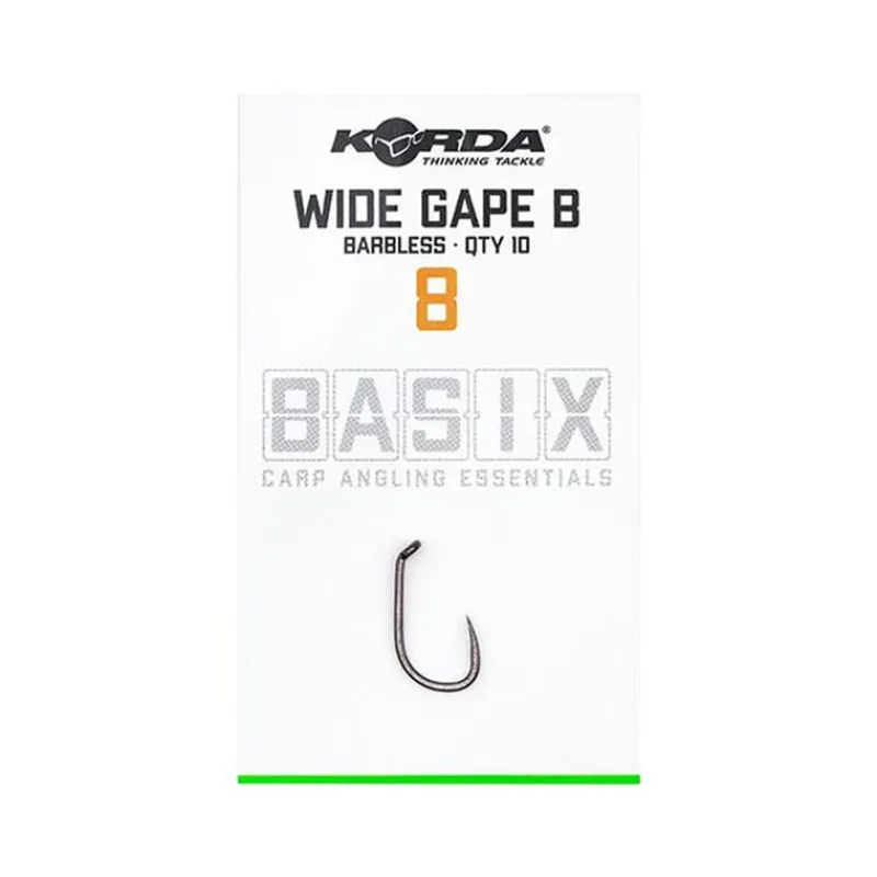KORDA Découverte Pêche À La Carpe|Acc.Montages/Hameçons-Hameçons basix wide gape barbless (x10)