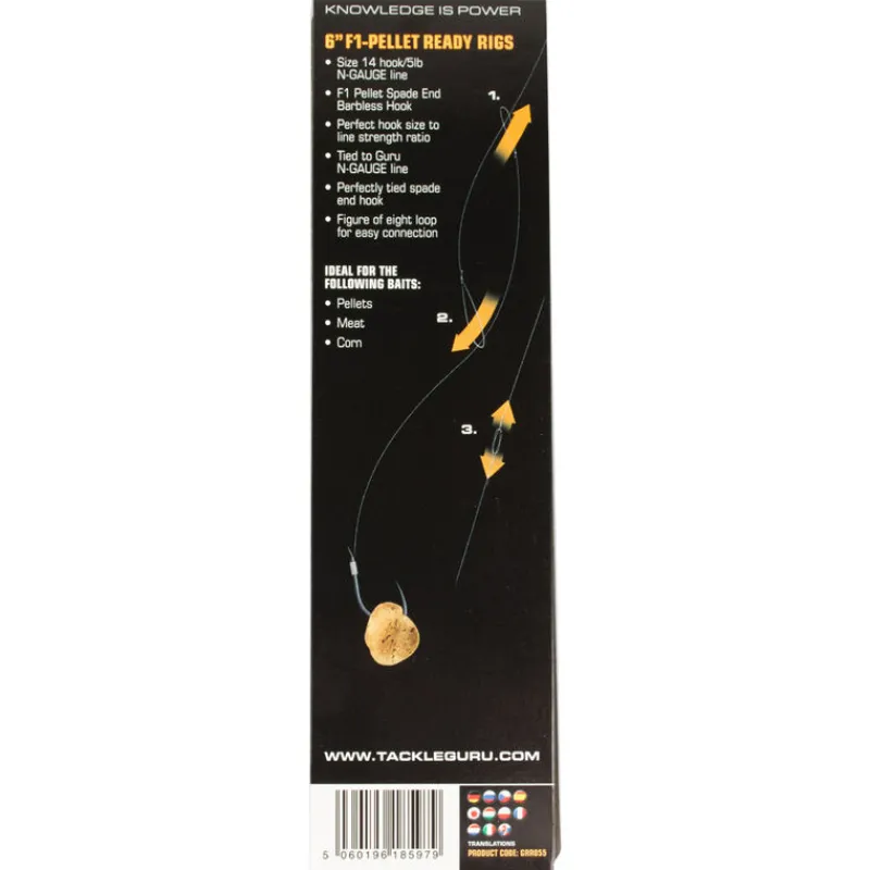 GURU Hameçons-Hameçons montés coup f1 pellet pole rigs 15cm (x8)