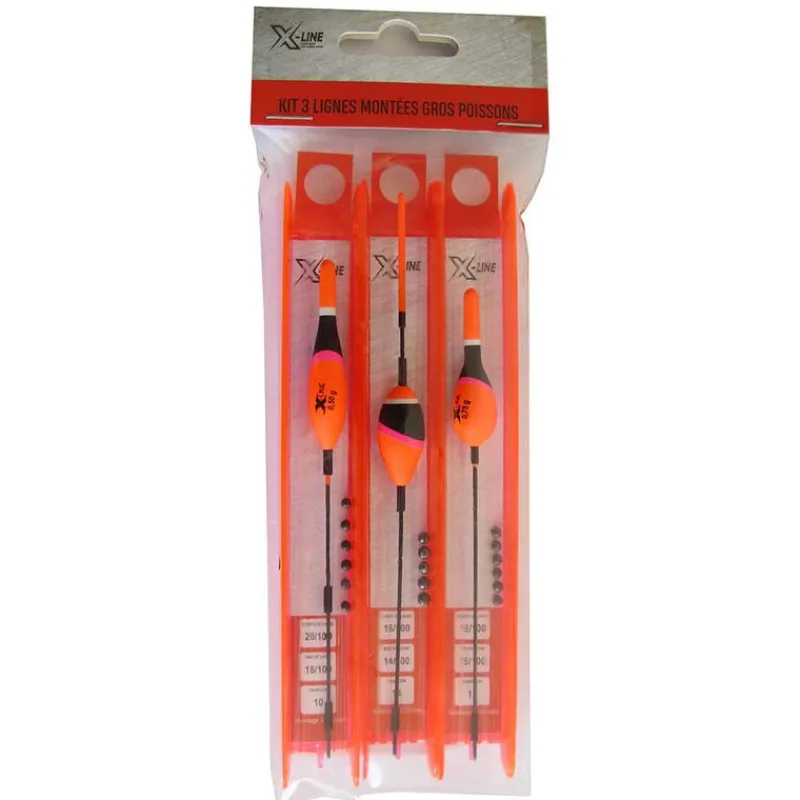 X-LINE Lignes Montées-Kit de 3 lignes montées coup gros poissons