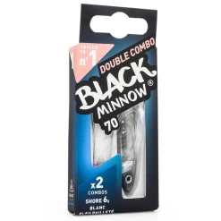 FIIISH Leurres À Truite|Pêche Aux Leurres-Leurre Souple Shad Double Combo Black Minnow Off Shore 7cm, 6g + 3g