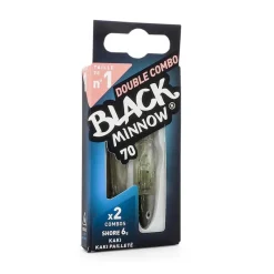 FIIISH Leurres À Truite|Pêche Aux Leurres-Leurre Souple Shad Double Combo Black Minnow Off Shore 7cm, 6g + 3g