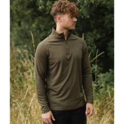 KORDA Vêtements-Maillot a manche longue Kool UPF Zip Jersey Dark Olive