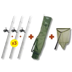 TEAM CARPFISHING Packs-Pack 3 Combo + Epuisette + Fourreau Team