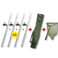 TEAM CARPFISHING Packs-Pack 4 Combo + Epuisette + Fourreau Team
