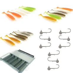 PACIFIC PECHE Packs Et Ensembles-Pack 18 Shad 8.5cm + 9 Têtes Plombées + Boîte Offerte