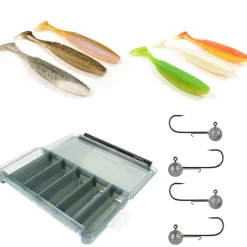 PACIFIC PECHE Packs Et Ensembles-Pack 6 Shad 15cm + 6 Têtes Plombées + Boite