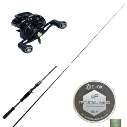 PACIFICPECHE Packs Et Ensembles-Pack Canne Casting Evok Invictus V2 1.96m, 7-21g + Moulinet Daiwa Phantom 100HL + Tresse Evok Tactikal Braid 0.15mm