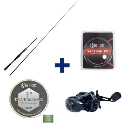 EVOK Packs Et Ensembles-Pack Canne Invictus V2 1.96m, 7-21g + Moulinet Casting Invictus 150HL + Tresse + Fluorocarbone