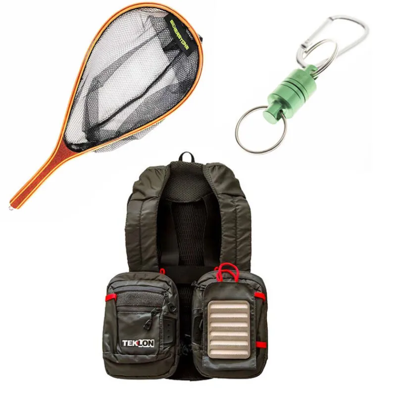 PACIFIC PECHE Packs|Packs & Ensembles-Pack Chest Pack Grauvell Teklon Parkour + Épuisette Raquette Bambou Silverstone + Clip Magnétique