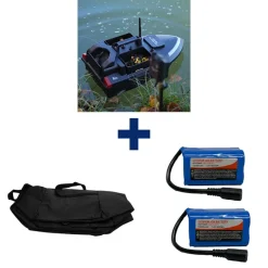 TEAM CARPFISHING Packs-Pack Dark Water NG Boat + 2 Batterie 12000 mAh + SAC