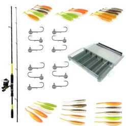 PACIFICPECHE Découverte Pêche Du Carnassier|Packs Et Ensembles-Pack Prêt à Pêcher Sandre Bzone Striker 240MH 10-45g + Moulinet + Nylon + Leurres + Boites