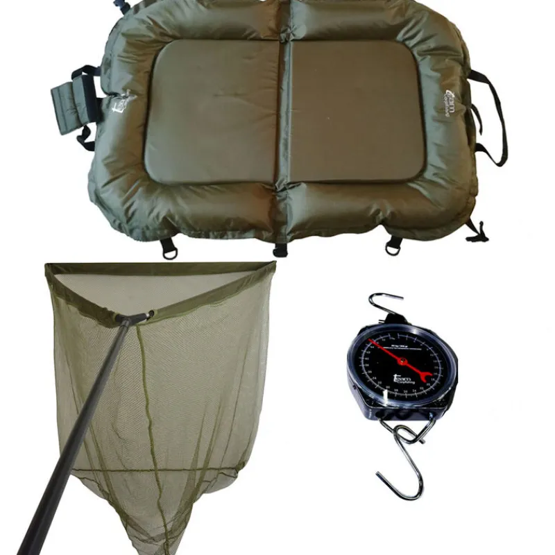 TEAM CARPFISHING Packs-PACK Réception Epuisette Dark water + Tapis + Peson