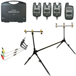 TEAM CARPFISHING Supports Cannes|Packs-Pack Repose canne 3 Détecteurs Process VX + Centrale + 3 Dropper + Rodpod 3 cannes