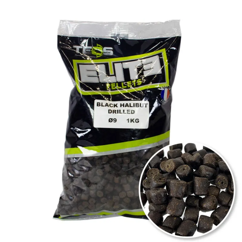 TEOS Offre À Volume Coup & Feeder|Appâts / Amorces-Pellets Percés Black Halibut Drilled 1kg
