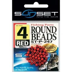 SUNSET Montages / Hameçons-Perles Rondes Dures Rouges