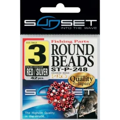 SUNSET Montages / Hameçons-Perles rondes dures rouge/argent