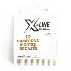 X-LINE Hameçons-Pochette de 10 hameçons montès bronzès