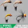GARBOLINO Leurres À Truite-Set Nymphe x4 - eaux fortes / profondes / teintées