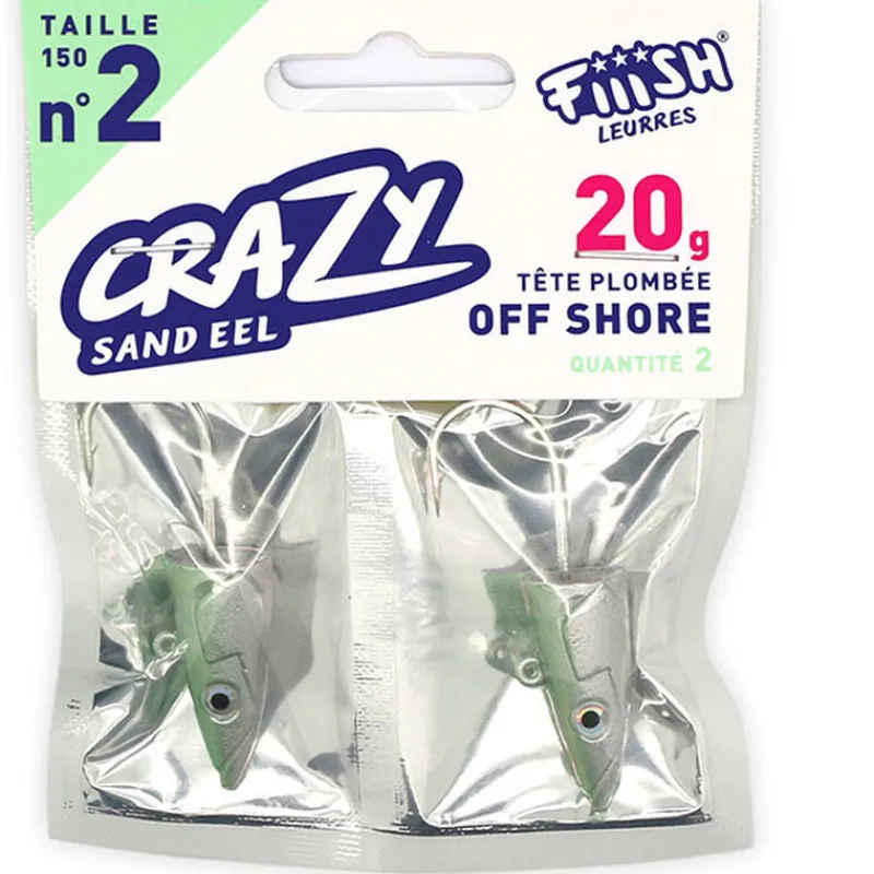 FIIISH Leurres|Pêche Aux Leurres-Tete plombee crazy sand eel 150 off shore 20g (x2)