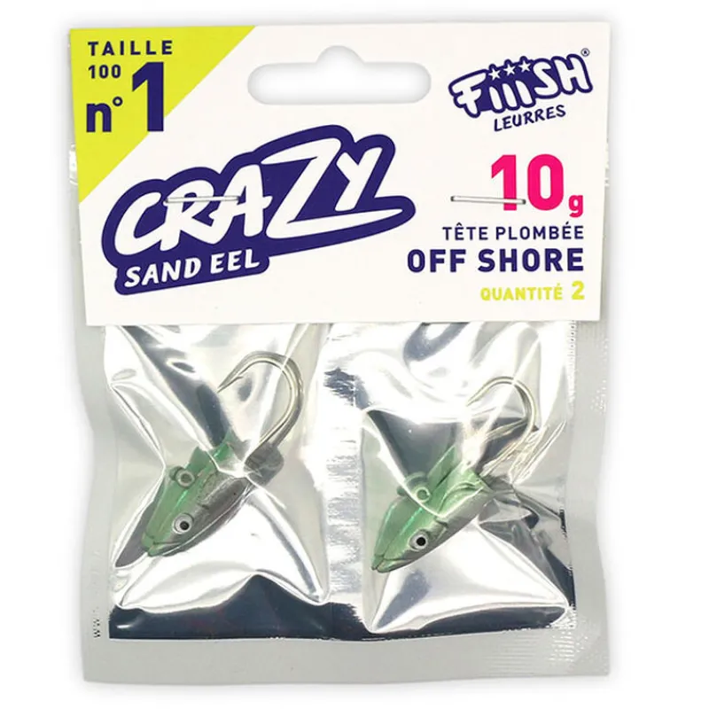 FIIISH Leurres|Pêche Aux Leurres-Tete plombee crazy sand eel 100 off shore 10g (x2)