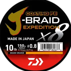 DAIWA Tresses, Nylons, Fluorocarbones-Tresse J-Braid Exp X8 Smash Orange - 150m