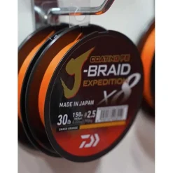 DAIWA Tresses, Nylons, Fluorocarbones-Tresse J-Braid Exp X8 Smash Orange - 150m