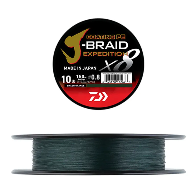 DAIWA Tresses, Nylons, Fluorocarbones|Tresses, Nylons, Fluorocarbones-Tresse J-Braid Expedition x8 150m Dark Green