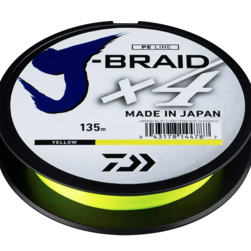 DAIWA Tresses, Nylons, Fluorocarbones|Tresses, Nylons, Fluorocarbones-Tresse J-Braid x4 Jaune 135m