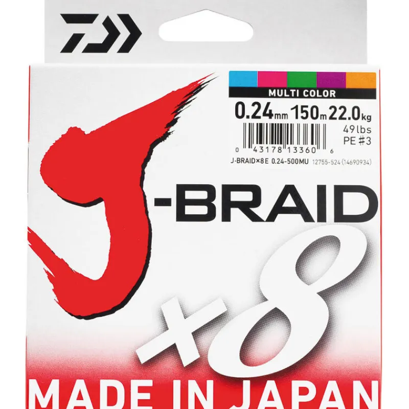 DAIWA Tresses, Nylons, Fluorocarbones|Tresses, Nylons, Fluorocarbones-Tresse J-Braid x8 Multi-Color 150m