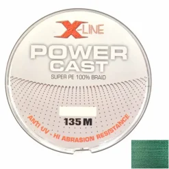 X-LINE Tresses, Nylons, Fluorocarbones|Tresses, Nylons, Fluorocarbones-Tresse Power Cast Verte 4 Brins 135m