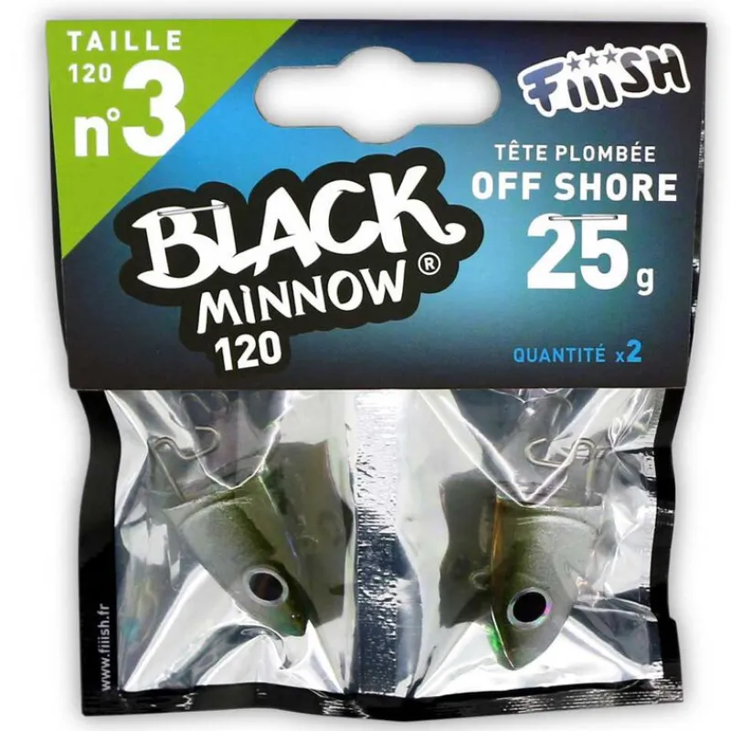 FIIISH Leurres|Pêche Aux Leurres-Tête plombée black minnow 120 off shore 25g (x2)
